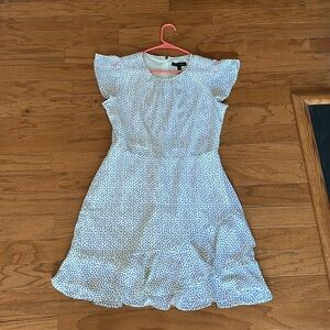 Banana Republic White and Black Midi Sundress with Flutter Cap Sleeves